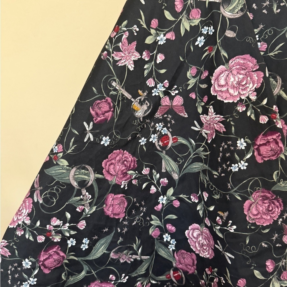 Hot Topic Floral Insects Swing Dress Black Halter Tulle Novelty Retro Small - Picture 5 of 12